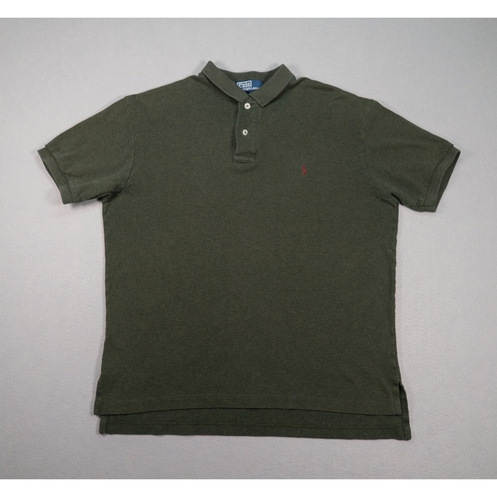 Polo Ralph Lauren Mens Medium Olive Green Heather Short Sleeve Polo Shirt USA